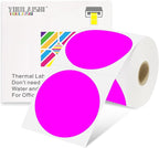 3 x 3Inch Round Color Coding Labels Circle Thermal Labels Printable Waterproof 500Pcs Round Stickers Adhesive Writable for Office, Garage, DIY Sticker, Barcodes,Name Tag, Fluorescent Purple