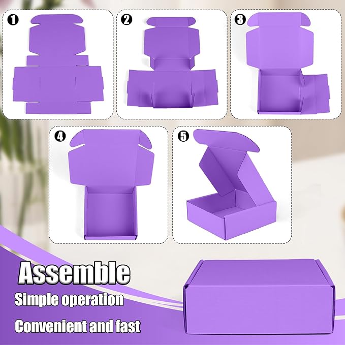 Small Shipping Boxes, 50 Pack Cardboard Box Corrugated Mailer Boxes Small Corrugated Boxes For Shipping Packaging Craft Gifts Giving Products, 6 x 4 x 1.6 Inches (Purple)