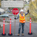 3PACK BESEA Traffic Delineator Cone 42”High Orange Traffic Safety Delineator Cones with Heavy Duty Rubber Base for Construction Site, Road Parking, People Control in Public(3PACK)