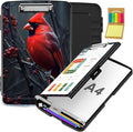 Clipboard with Storage,Office Supplies Nursing Clipboards Folder with Pen Holder Plastic Storage ClipBoard Foldable for Teacher Nurse,Beautiful Redbird