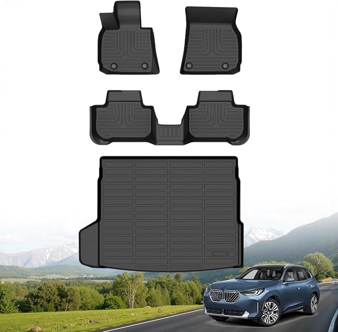 Hutisya-Floor Mats & Cargo Liner Set Fit for 2025 BMW X3 / X3 M50 / 30 xDrive All Weather Protection Anti-Slip & Durable TPE Full Set Liners Automotive Accessories-Black