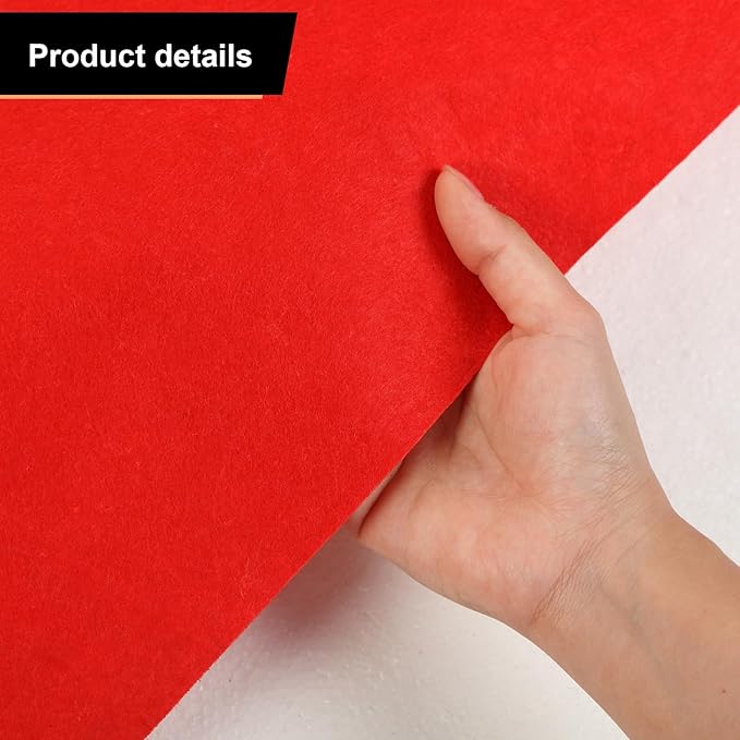Preboun 3.9 x 60 ft Carpet Runner for Party Felt Runway Rug Runner Rug with Carpet Tape for Halloween Wedding Christmas Xmas Thanksgiving Outdoor Accessories Wedding Party Hallway(Red)
