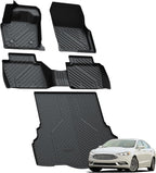 LASFIT Floor Mats & Trunk Mat for Ford Fusion 2013-2016 (Only Fit Gasoline) All Weather TPE Mats Custom Fit Floor Liner for Fusion & MKZ 1st & 2nd Row Car Mats and Cargo Liner, Black