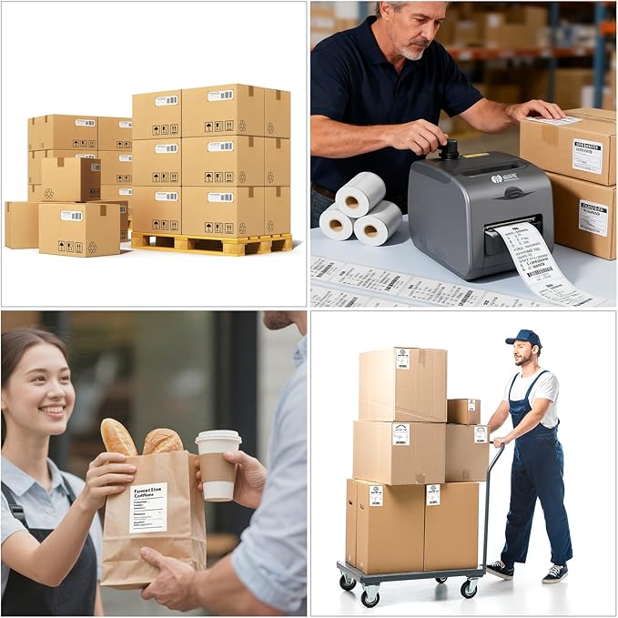 Sticky Thermal Receipt Paper 3 1/8" x 170' | 6 Rolls Linerless Wrinkle-Free Adhesive | For TOAST POS, Epson TM-L90, Kitchen Order, Delivery & Shipping Labels | Residue-Free