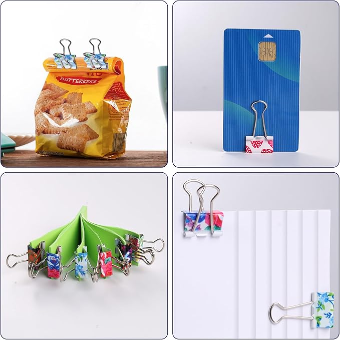 Ufmarine 60 Pcs Small Binder Clips3/4 Inch, Flower Cute Binder Clips for Office, Standard Size