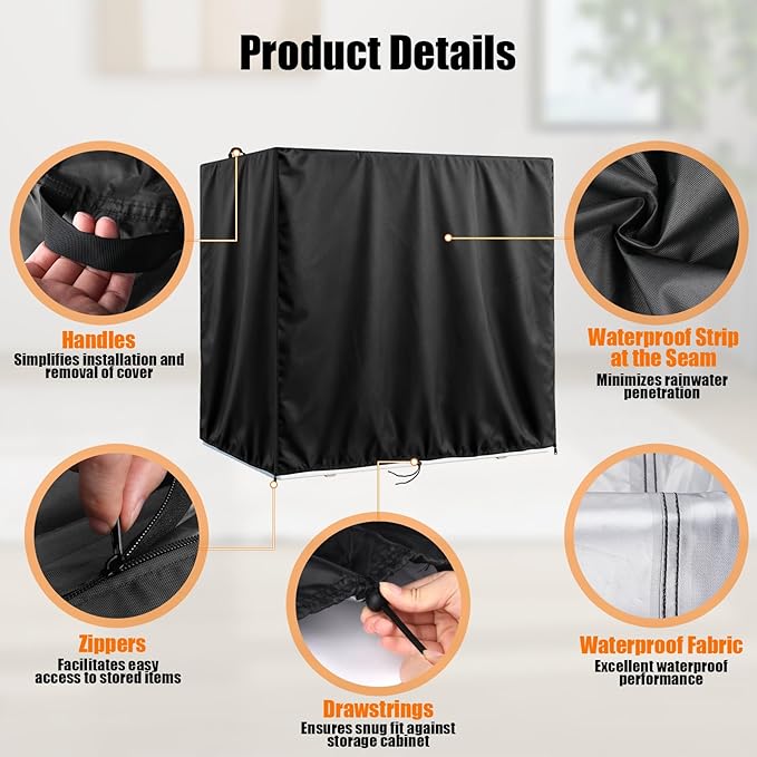 Kasla Storage Cabinet Cover, Outdoor Chest Storage Waterproof Cover, Weatherproof Cabinets Covers for Kitchen Patio Garden Backyard - 48"Lx26"Wx37"H