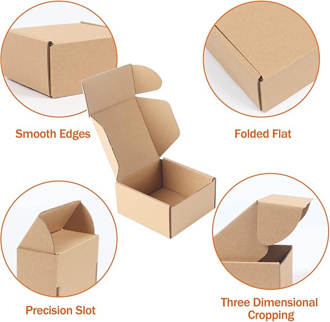 PHAREGE 4x4x2 inch Shipping Boxes Bulk 100 Pack Brown, Tab Lock Tuck Top Mailer Boxes for Packaging Small Business, Small Cardboard Gift Boxes for Wrapping Mailing Present