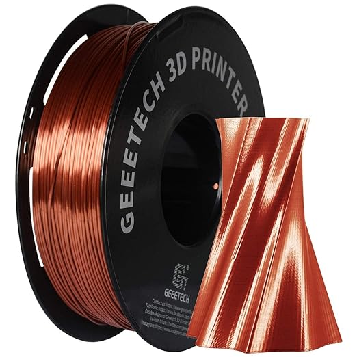 Geeetech Bundle Silk PLA Filament 1.75mm for 3D Printer, Metal-Like Shiny 3D Filament, 3 Spools Pack, 0.5kg/Spool, Dimensional Accuracy +/- 0.02 mm, Metallic Silver+Copper+Gold