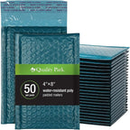 Quality Park Bubble Mailers, 4 x 8 Shipping Envelopes, Self-Seal, Small Blue Padded Envelopes, Redi-Strip Peel Off Closure, 50 Per Box (QUA85909)