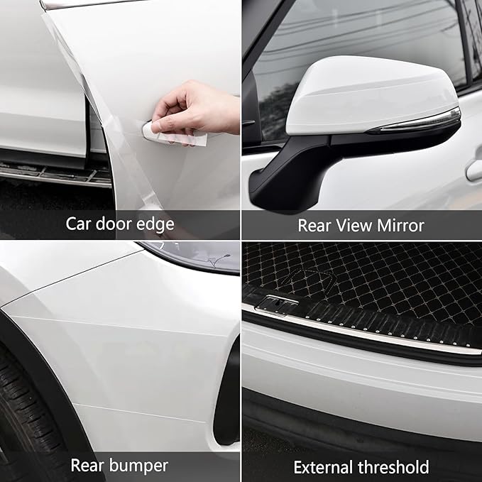 DGSL Car Door Edge Guards Door Sill Protector, 1.2In x 19.7Ft 5D Carbon Fiber Car Wrap Film, Vinyl Automotive Wrap Film Anti-Collision Fits for Most Car (Transparent)