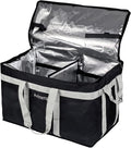 Food Delivery Insulated Bag, Insulated Cold Meal Bag, Built-in Base Plate, For Hot and Cold Food Takeout, Commercial Catering Transportation - 23 * 14 * 15 inches (Partitioned, Black)