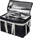Food Delivery Insulated Bag, Insulated Cold Meal Bag, Built-in Base Plate, For Hot and Cold Food Takeout, Commercial Catering Transportation - 23 * 14 * 15 inches (Partitioned, Black)