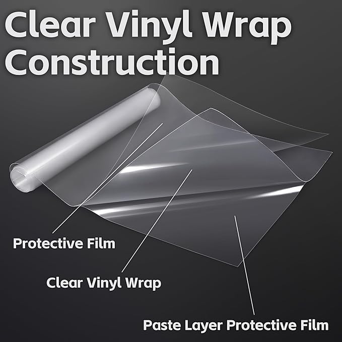 Lypumso Clear Vinyl Wrap Tape, Car Door Edge Guard Door Sill Protector, Transparent Paint Protection Film for Most Cars Rearview Mirror Handle Bumper Window Stair (Clear, 1ft x 10ft)