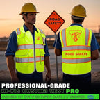 BeautyWill Custom Logo Safety Vest 8 Pockets Class2 ANSI Certified High Visibility Reflective Vest for Men - Personalized Logo Heavy-Duty Work Vest（Yellow，M）