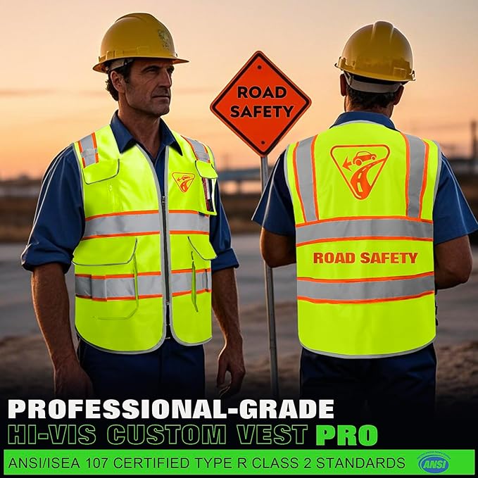 BeautyWill Custom Logo 10/20 Pack Safety Vest Class2 High Visibility Vest with Pockets Breathable Construction Vest Bulk