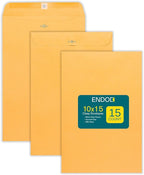 Clasp Envelopes - 10 x 15 Inch Brown Kraft Catalog Envelopes with Clasp Closure & Gummed Seal – 28lb Heavyweight Paper Jumbo Envelopes for Home, Business, Legal or School 10x15 15 Pack,