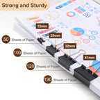 Black Binder Clips Assorted Sizes - Coideal 100 Pcs Metal Binder Paper Clips Foldback Bulldog Clip Clamps for Office School (Mini, Small, Medium, Large)