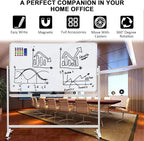 Mobile Whiteboard 72"x40" Magnetic Dry Erase White Boards on Wheels Double-Sided Large Whiteboard with Rolling Stand for Classrooms, Offices and Home
