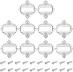 uxcell 10 Pcs Metal Label Holder, 2.2 x 2.4 Inch Small Vintage Card Frame Tag Floral Lace Label Holder with Screws for File Boxes Drawers Door Cabinet Book Shelves, White Nickel