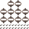 uxcell 10 Pcs Metal Label Holder, 2.2 x 2.4 Inch Small Vintage Card Frame Tag Floral Lace Label Holder with Screws for File Boxes Drawers Door Cabinet Book Shelves, Bronze Red