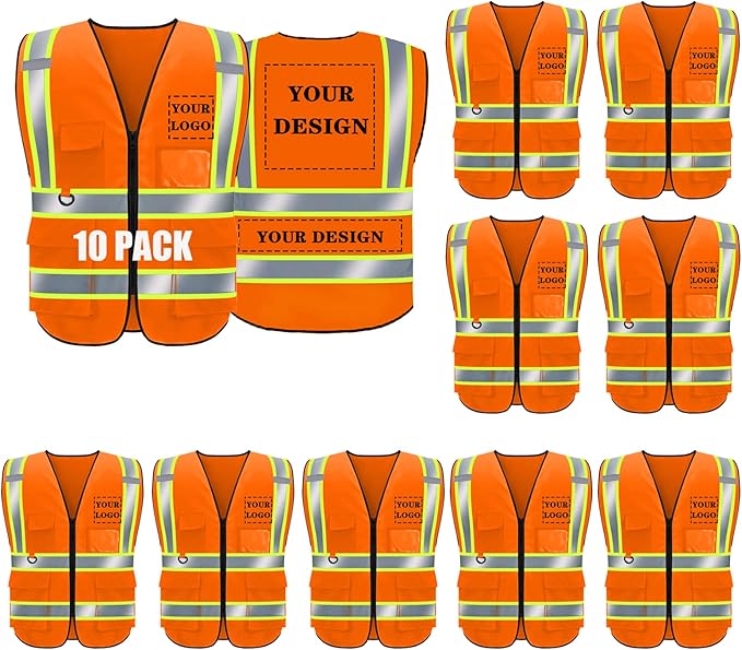 BeautyWill Custom Safety Vest Logo Class 2 High Visibility Reflevtive Vest Outdoor Protective Workwear