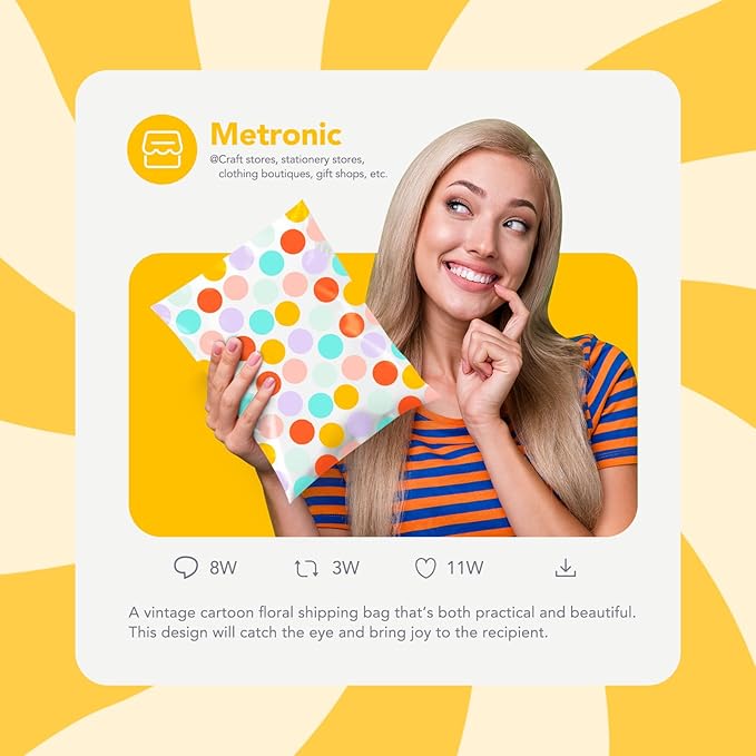 Metronic Poly Mailers 10x13 Inch Shipping Bags for Clothes,Self Adhesive Shipping Envelopes for Small Business,Waterproof Mailers Poly Bags for Shipping,Packaging Mailing Bags Colorful Polka Dots 50pc