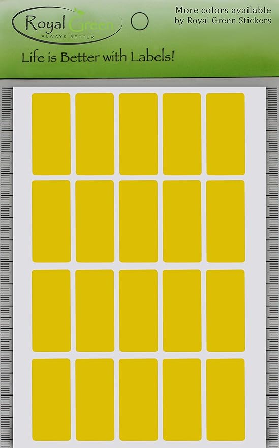 Royal Green Small Stickers Writable Labels in Yellow 1.57 inch x 0.75 inch (40mm x 19mm) - 2000 Pack