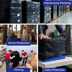 Rosmonde Black Plastic Wrap, 128 Rolls Bulk Pack, 80 Gauge Thick Shrink Wrap, True 18" x 1500 ft Industrial Strength, 9.4 lbs/Roll, Bulk Pallet Stretch Wrap for Warehouse, Moving and Secured Packaging