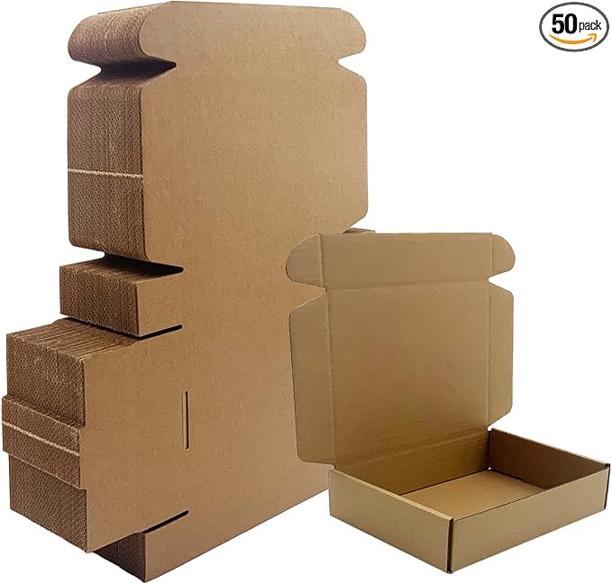 5x5x1.5 inch Small Shipping Boxes 50 Pack, Brown Corrugated Cardboard Mailer Boxes Bulk for Packaging Business Mailing Gift，Mini Mailer Boxes for Packaging Supplies Business Present
