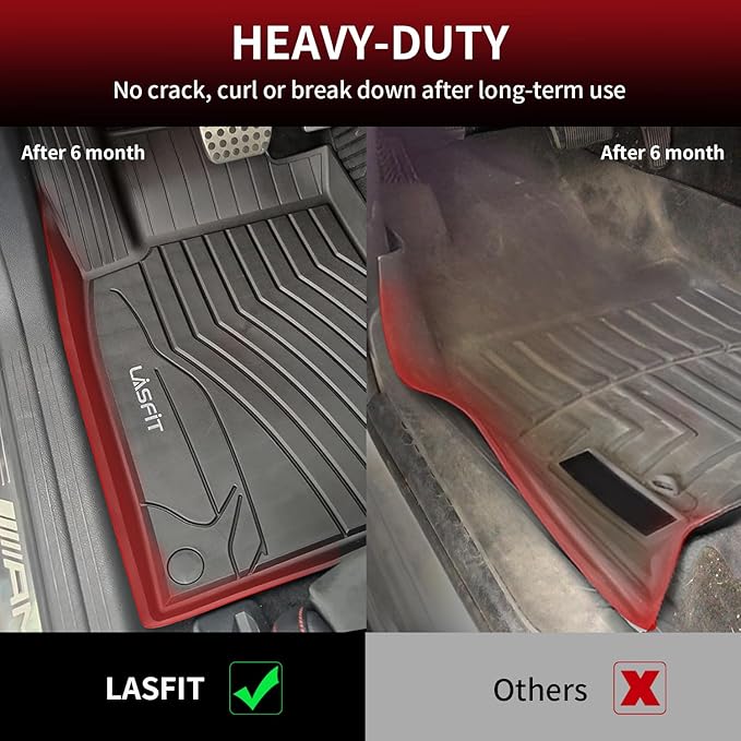 LASFIT Floor Mats for Mercedes Benz CLA 2014-2019 & GLA 2015-2020 250/45 AMG, All Weather TPE Custom Fit Car Mats for Mercedes CLA & GLA Floor Liners, 1st & 2nd Row Set, Black
