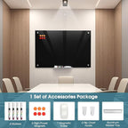 MaxGear Glass Whiteboard 36x24 Inches Wall Mounted, Magnetic Black Dry Erase Board with 1 Eraser, 1 Accessory Tray, 4 Markers and 6 Magnets, Large Frameless White Board for Office, School, Home