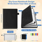 6 Sides Whiteboard Notebook Portable Whiteboard Dry Erase Notebook Portable Dry Erase Board Double Sided Folding Whiteboards White Board for Office Study Meeting(Black,A5: 6"×9”)
