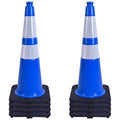 OrangeStar 28" Traffic Cones 8-Pack Blue Safety Cones with Reflective Collars, Heavy Duty Base for Construction, Parking Lot, Road Work, Flexible PVC, Indoor & Outdoor Use