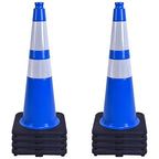 OrangeStar 28" Traffic Cones 8-Pack Blue Safety Cones with Reflective Collars, Heavy Duty Base for Construction, Parking Lot, Road Work, Flexible PVC, Indoor & Outdoor Use