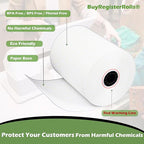 Phenol Free Thermal Paper (10 Rolls - 48 GSM) 3 1/8 x 230 Receipt Rolls fits all Clover POS Cash Register Printers, Star Micronics SCP700 TSP100 TSP300 TSP400 (BPA & BPS Free) from BuyRegisterRolls