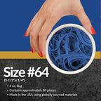 Upgrade Office Supply UPG25764B Rubber Bands, Size 64 (3-1/2 x 1/4), Blue, 80 Bands, 1/4 lb Bag, USA