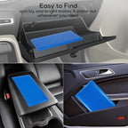 Car Registration and Insurance Holder, Leather Magnetic Shut Vehicle Glove Box Organizer for Document, Card, Driver License, Glitter Blue