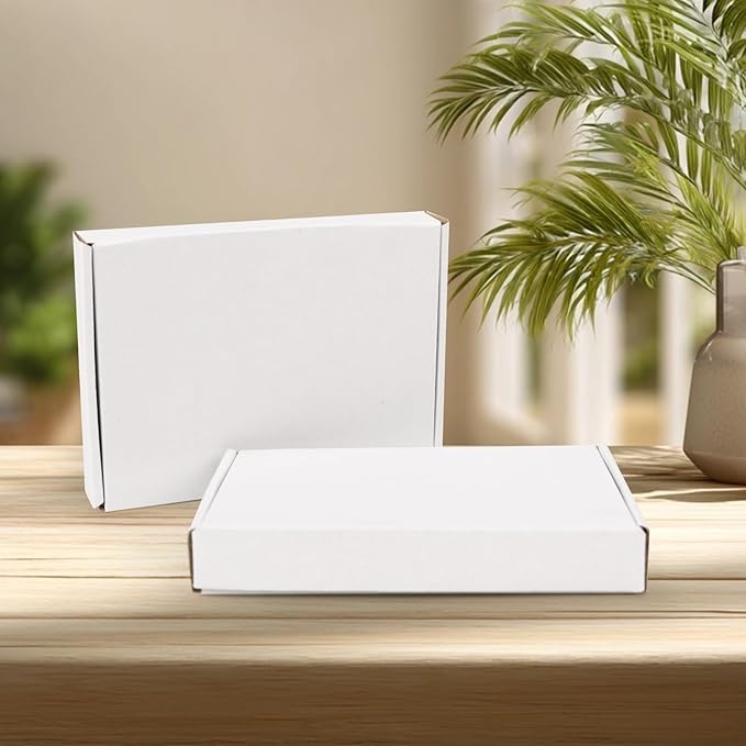 HORLIMER 7x5x1 inches Shipping Boxes Set of 50, White Corrugated Cardboard Box Literature Mailer