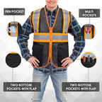Custom Safety Vest with Logo Pockets High Visibility Reflective Vests Construction Security Workwear