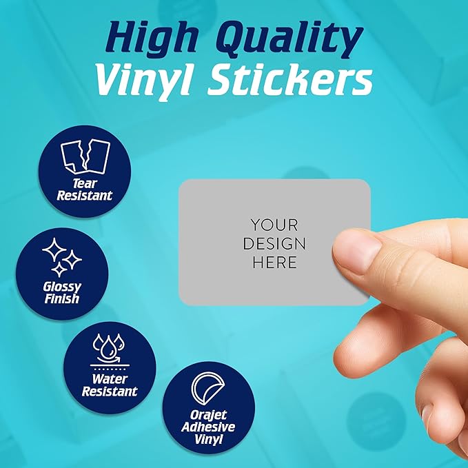 100 Custom Vinyl Stickers - Upload Your own Image, Text, Design, Logo - Personalized Logo Labels for Handmade, Packaging, Bottle, Jars, Candle, Brand Stickers (Gray, 3x2)