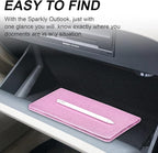 Cacturism Car Registration and Insurance Holder, Car Accessories Vehicle Glove Box Car Organizer Men Women Wallet Case with Magnetic Shut for Cards, Essential Document, Driver License, Bling Pink