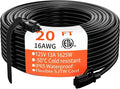 HUANCHAIN Indoor Outdoor Black Extension Cord 20 ft Waterproof, 16/3 Gauge Flexible Cold-Resistant Appliance Extension Cord Outside, 13A 1625W 16AWG SJTW, 3 Prong Electric Cable, ETL