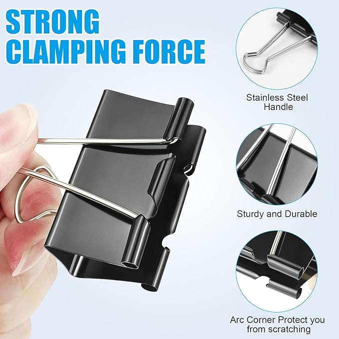 80 PCS 2 inch Binder Clips Extra Large Black Clips Office Supplies Black Paper Clips Paper Clamps for Office Home School Bussiness