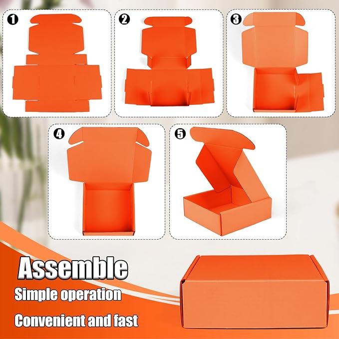 Small Shipping Boxes, 50 Pack Cardboard Box Corrugated Mailer Boxes Small Corrugated Boxes For Shipping Packaging Craft Gifts Giving Products, 6 x 4 x 1.6 Inches (Orange)