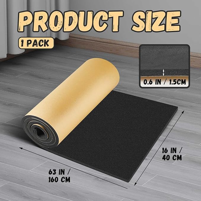 Pangda 1 Piece 63 x 16 x 3/5 Inch Extra Large Marine Foam Roll Closed Cell Rubber with Adhesive Insulation Sheets Lightweight Single Sided Tape Water Weather Resistant for Craft