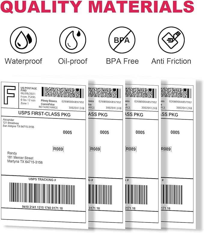 Shipping Labels 4"x6" Compatible with Dymo LabelWriter 4XL 1744907, 1755120, Thermal Postage Labels for All Thermal Label Printers, Permanent Adhesive, BPA Free, 220 Labels/Roll (2 Rolls)