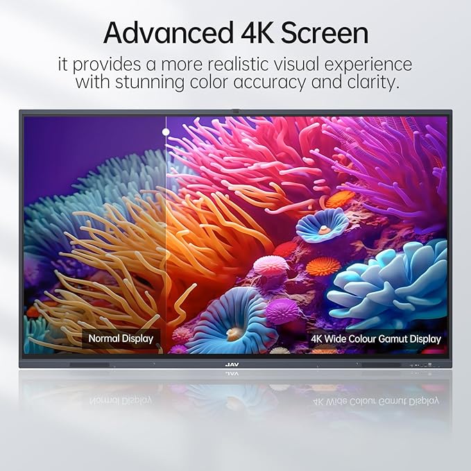 JAV Smart Board, 65'' 4K UHD Interactive Whiteboard, All in One Smartboard for Office, Digital Smart Whiteboard Built in Dual System and 13MP Camera for Classroom (Wall Mount Included)