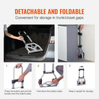 VEVOR Folding Hand Truck, 80 kg Load Capacity, Aluminum Portable Cart, Convertible Hand Truck and Dolly with Telescoping Handle and Rubber Wheels, Ultra Lightweight Super Strong for Moving Warehouse