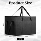 3-Pack Insulated Food Delivery Bag, Insulated Bags for Doordash, XXXL Pizza Delivery Bags, Large Capacity Cooler Bag for Grocery Shopping and Catering, Warmer/Frozen(Black)