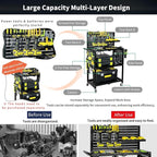 Lumizone Foldable Tool Cart with Wheels Rolling Utility Service Cart with Pegboard for Power Tool Organization Garage Organizer Storage on Wheels Heavy Duty Folding Design (Tool Cart)